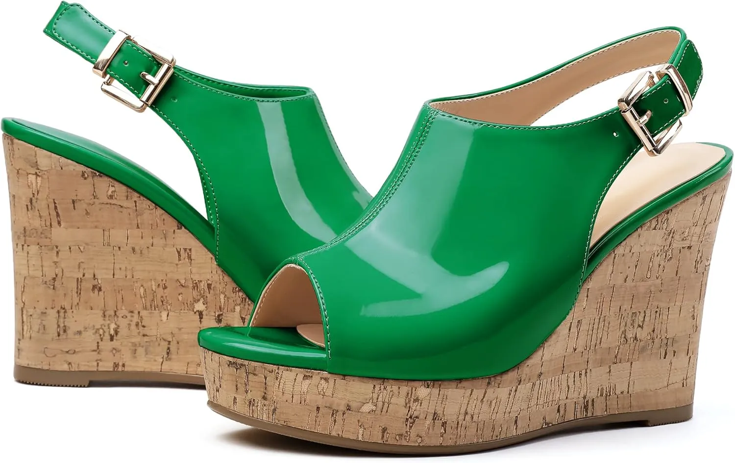 Eldof Platform Wedge Sandals for Women Peep Toe Slingbck High Heel Wedge Sandals Platform Wooden Heels for Dress Summer Party Evening
