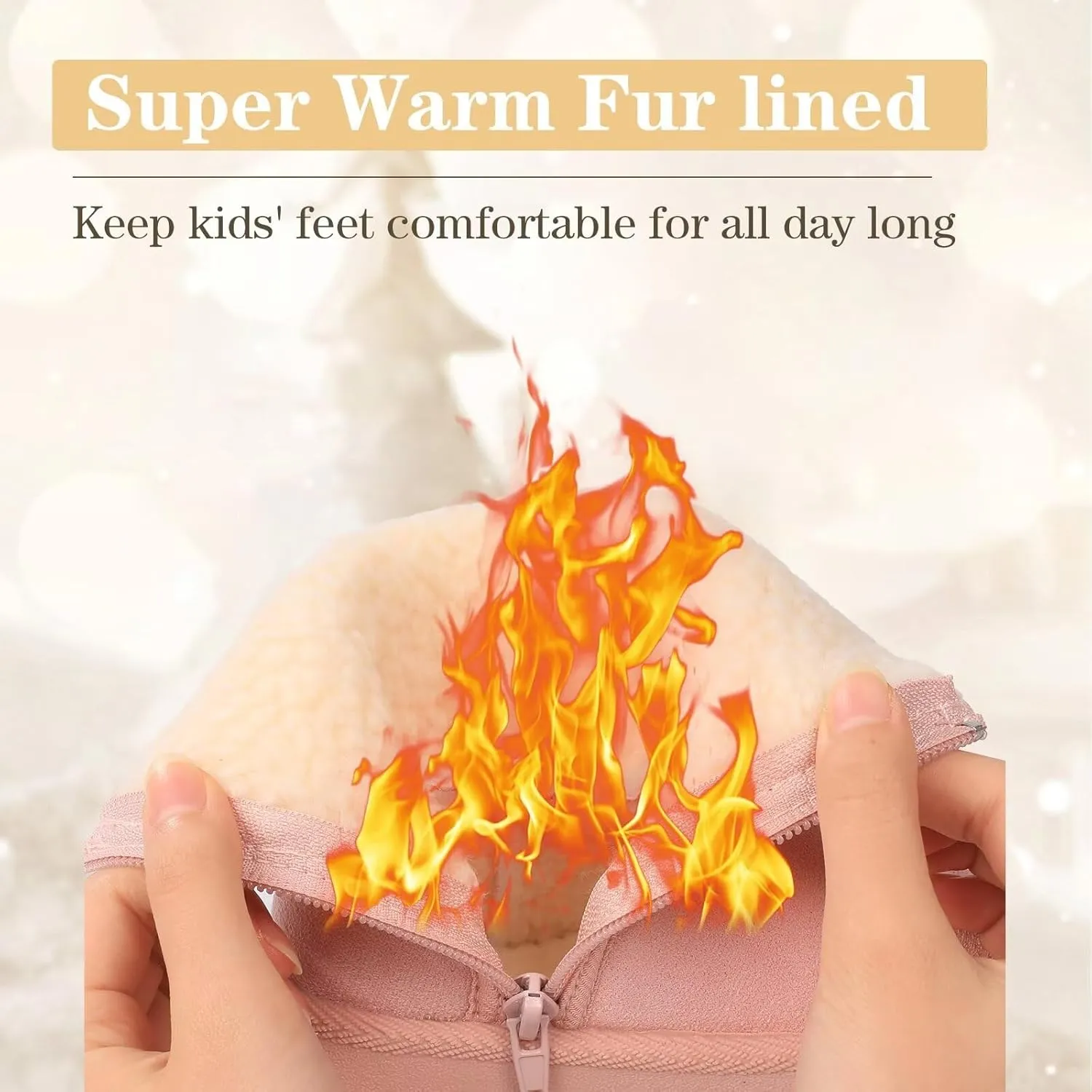 FANTURE Toddler Snow Boots for Girls Boys Winter Warm Fur Lined Kids Non Slip Outdoor Shoes (Toddler/Little Kid)