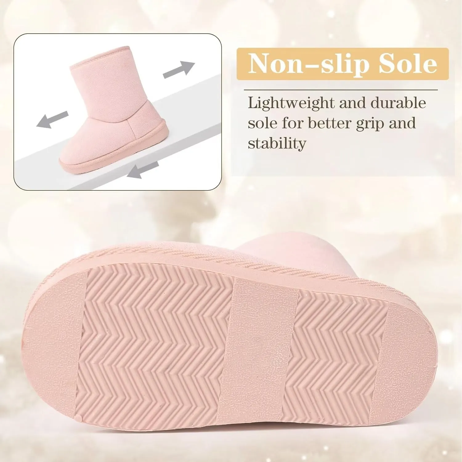FANTURE Toddler Snow Boots for Girls Boys Winter Warm Fur Lined Kids Non Slip Outdoor Shoes (Toddler/Little Kid)