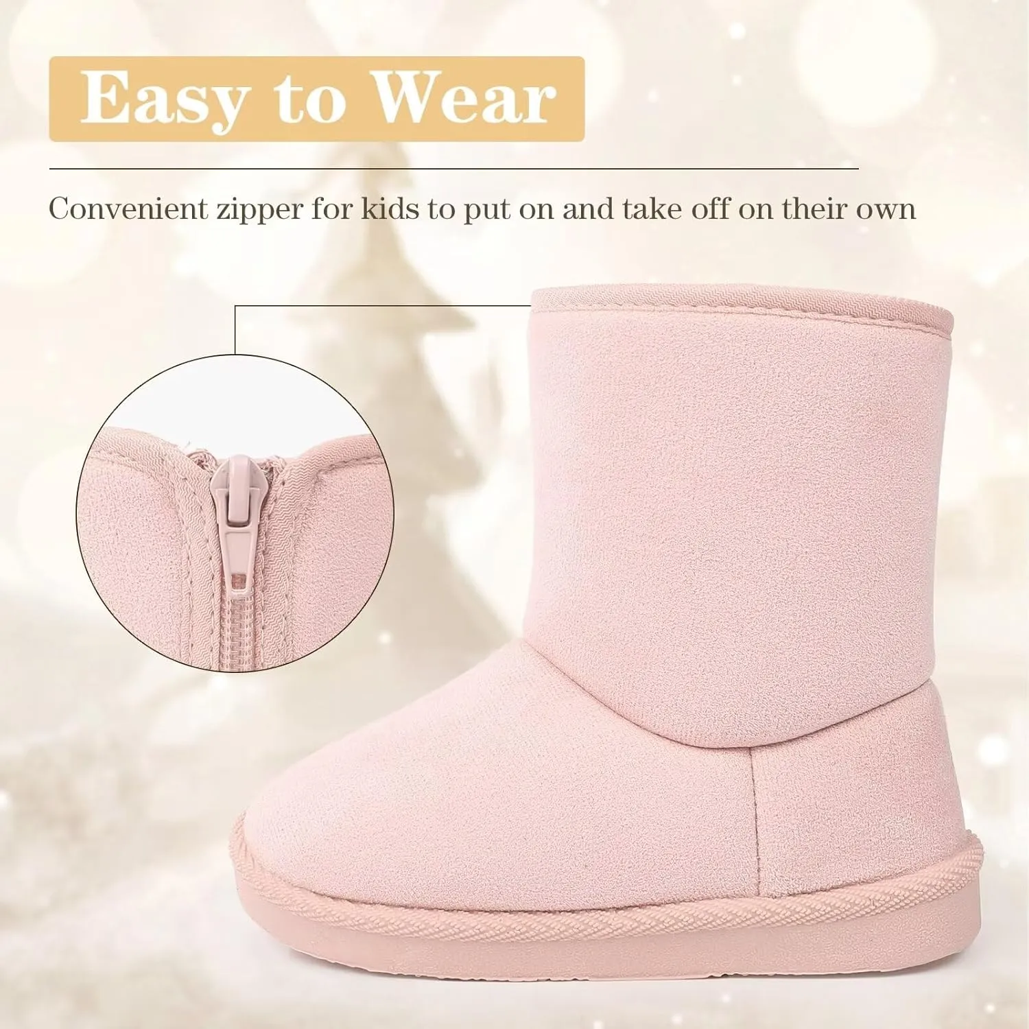 FANTURE Toddler Snow Boots for Girls Boys Winter Warm Fur Lined Kids Non Slip Outdoor Shoes (Toddler/Little Kid)