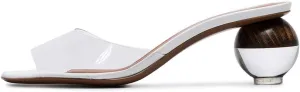 Fericzot Mule Shoes Spherical Clear Heel Sandals Square Toe Slippers Slip On Pumps Slingback Wedding Dress Shoes