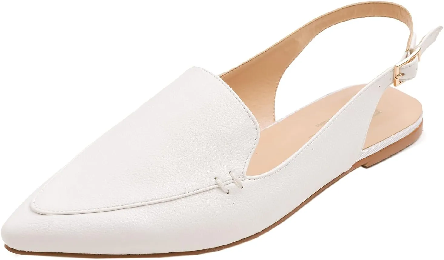 FEVERSOLE Pointed Toe Casual Slingback Flat Mules Women's Fashion Buckle Strap Slide Summer Slippers