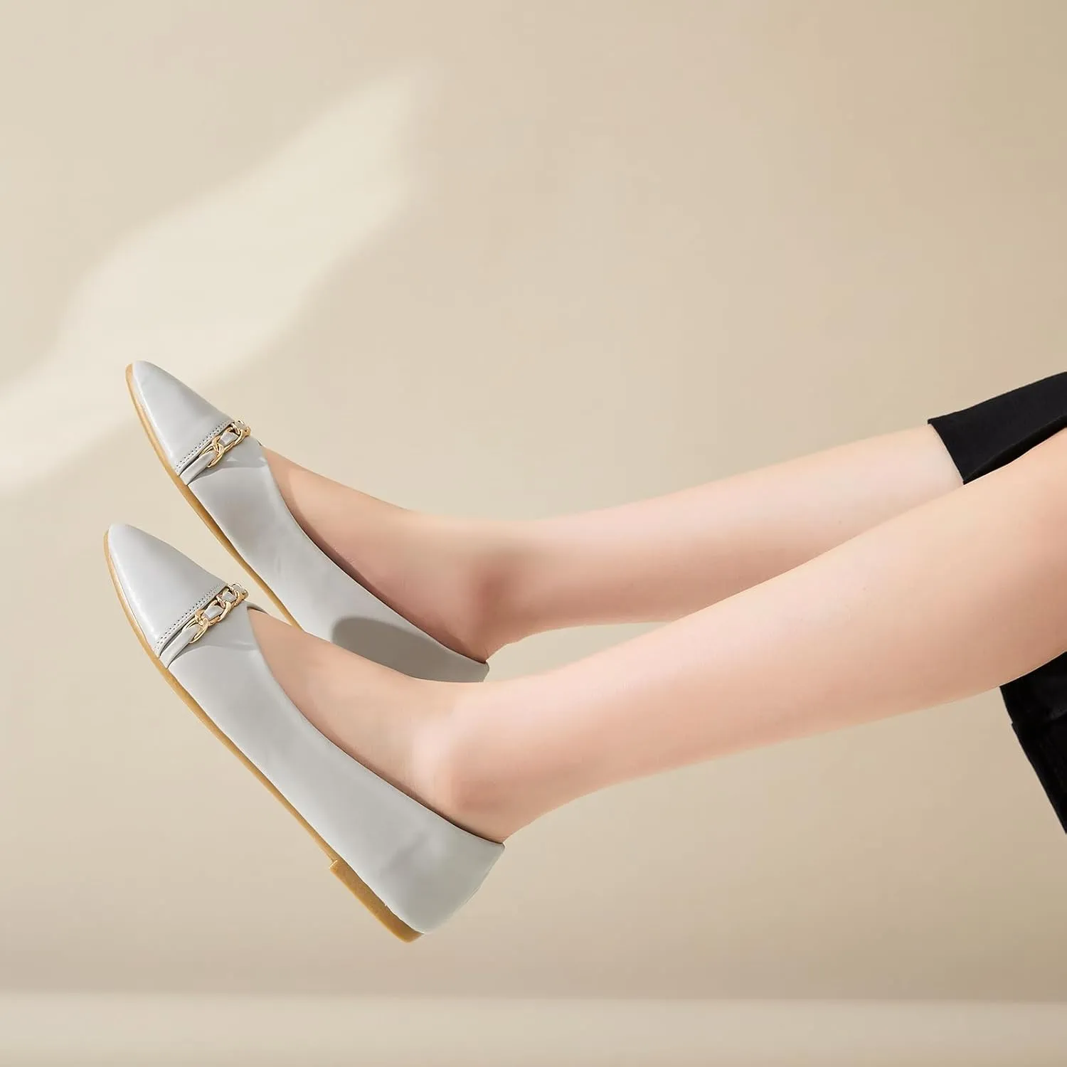 FINIWOR Ballet Flat Shoes for Womens,PU Leather Womens Loafers,Women Pointed Toe Dress Flat Shoes Casual, Comfortable Slip on Flats Shoes Women