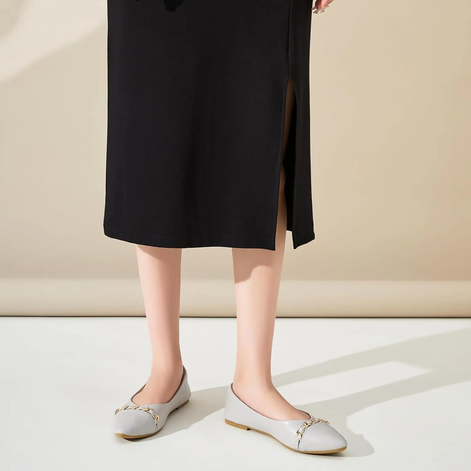 FINIWOR Ballet Flat Shoes for Womens,PU Leather Womens Loafers,Women Pointed Toe Dress Flat Shoes Casual, Comfortable Slip on Flats Shoes Women