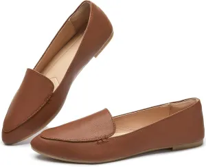 FINIWOR Loafers for Women Flats Shoes Women Pointed Toe Dress Shoes Comfortable Memory Foam Penny Loafers Slip On Shoes