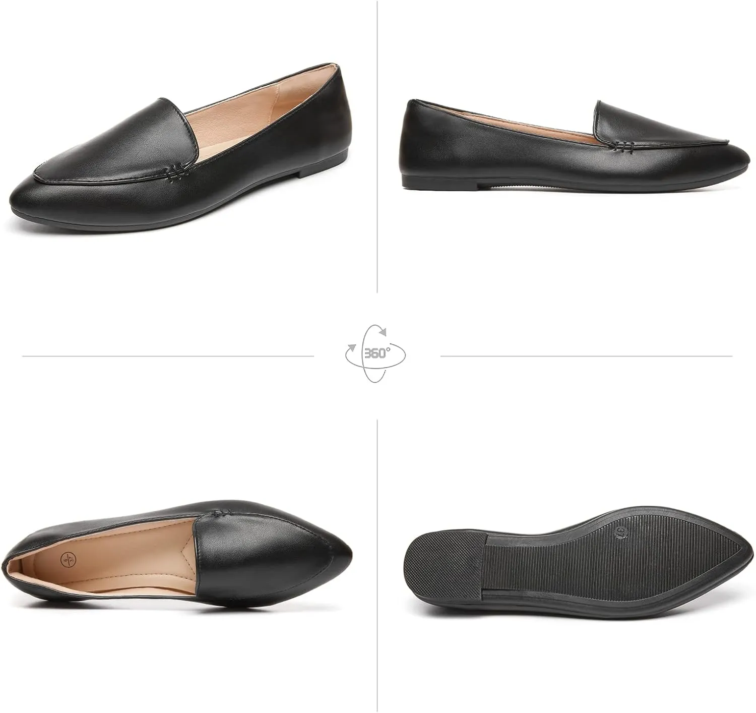 FINIWOR Loafers for Women Flats Shoes Women Pointed Toe Dress Shoes Comfortable Memory Foam Penny Loafers Slip On Shoes