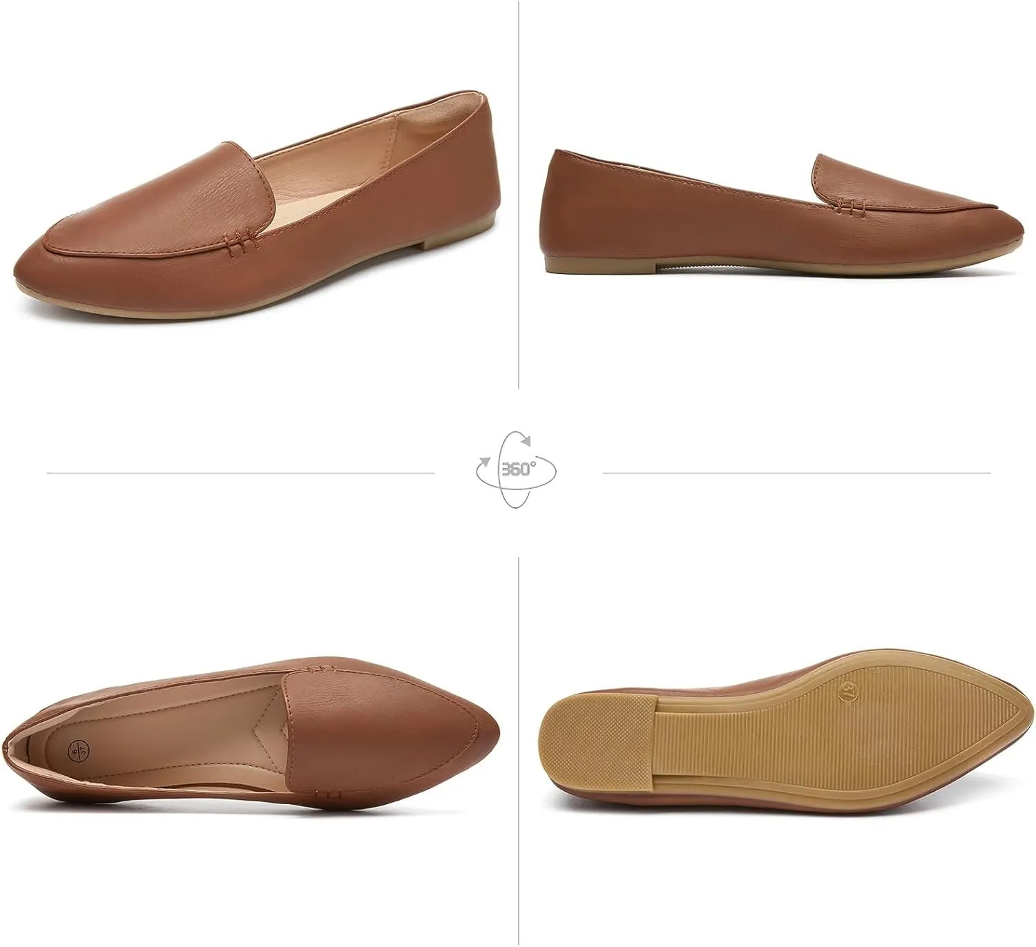 FINIWOR Loafers for Women Flats Shoes Women Pointed Toe Dress Shoes Comfortable Memory Foam Penny Loafers Slip On Shoes