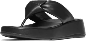FitFlop Women's F-Mode Knot Soft-Leather Flatform Toe-Post Sandals Wedge