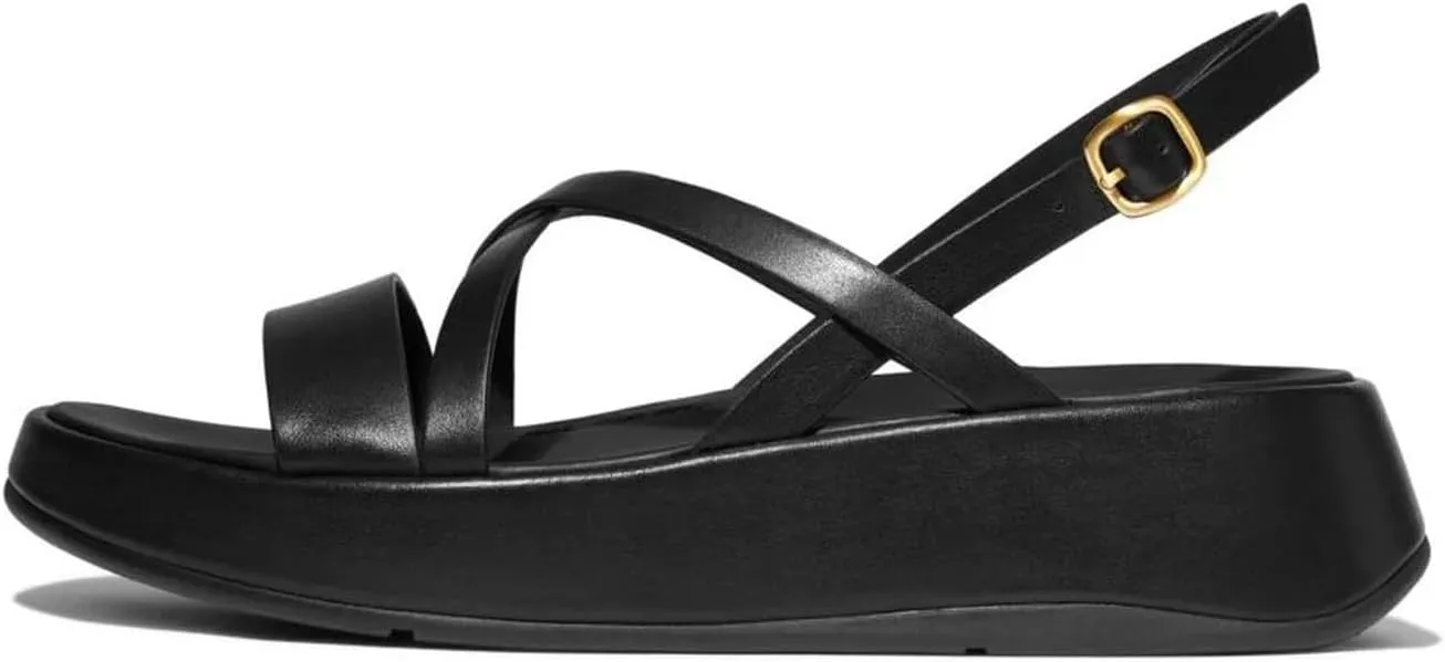 FitFlop Women's F-Mode Leather Flatform Strappy Back-Strap Sandals Wedge