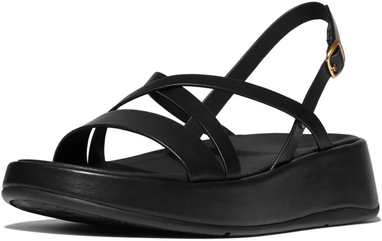 FitFlop Women's F-Mode Leather Flatform Strappy Back-Strap Sandals Wedge