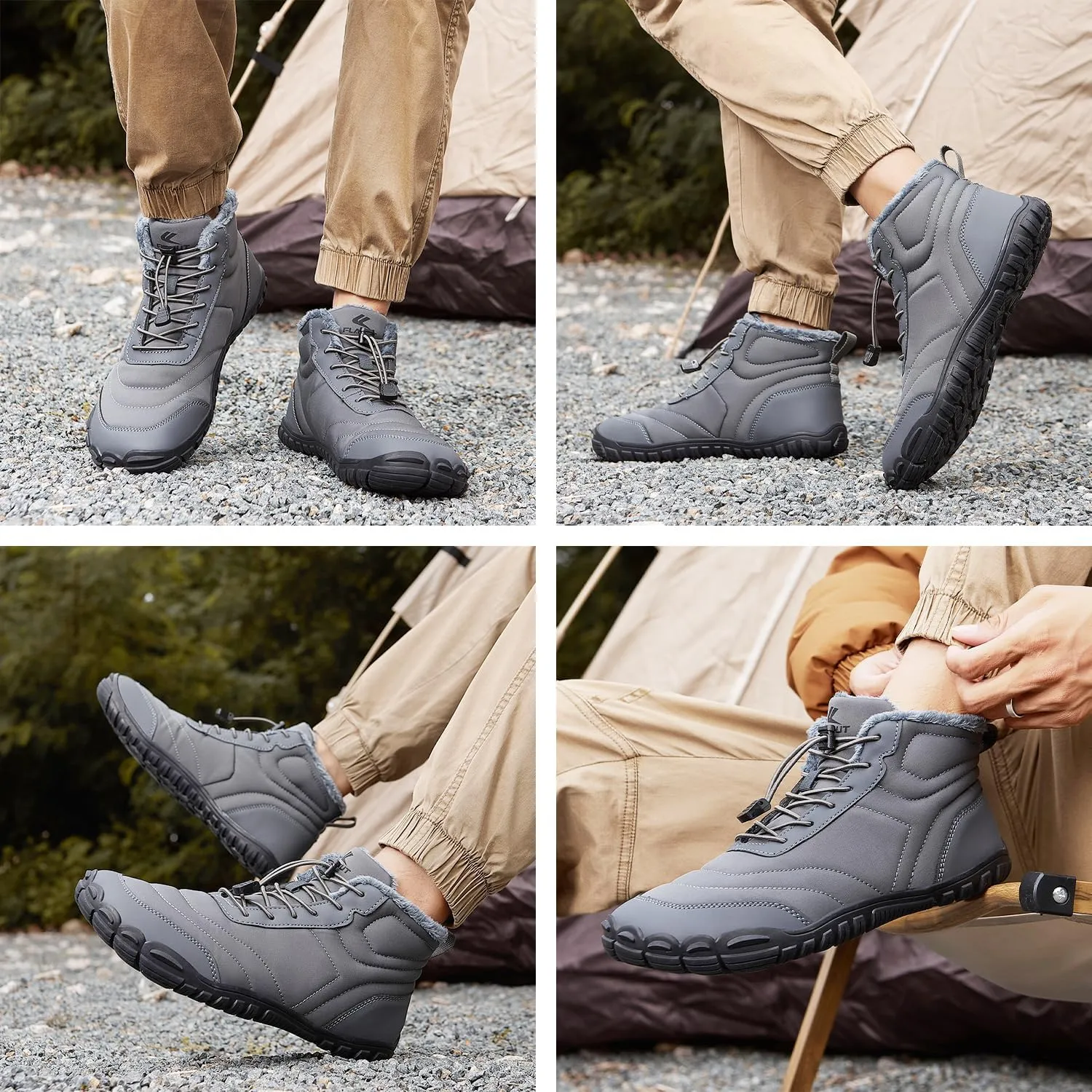 FLARUT Mens Womens Snow Boots Winter Shoes Warm Fur Waterproof Anti-Slip Outdoor Casual Ankle Sneakers