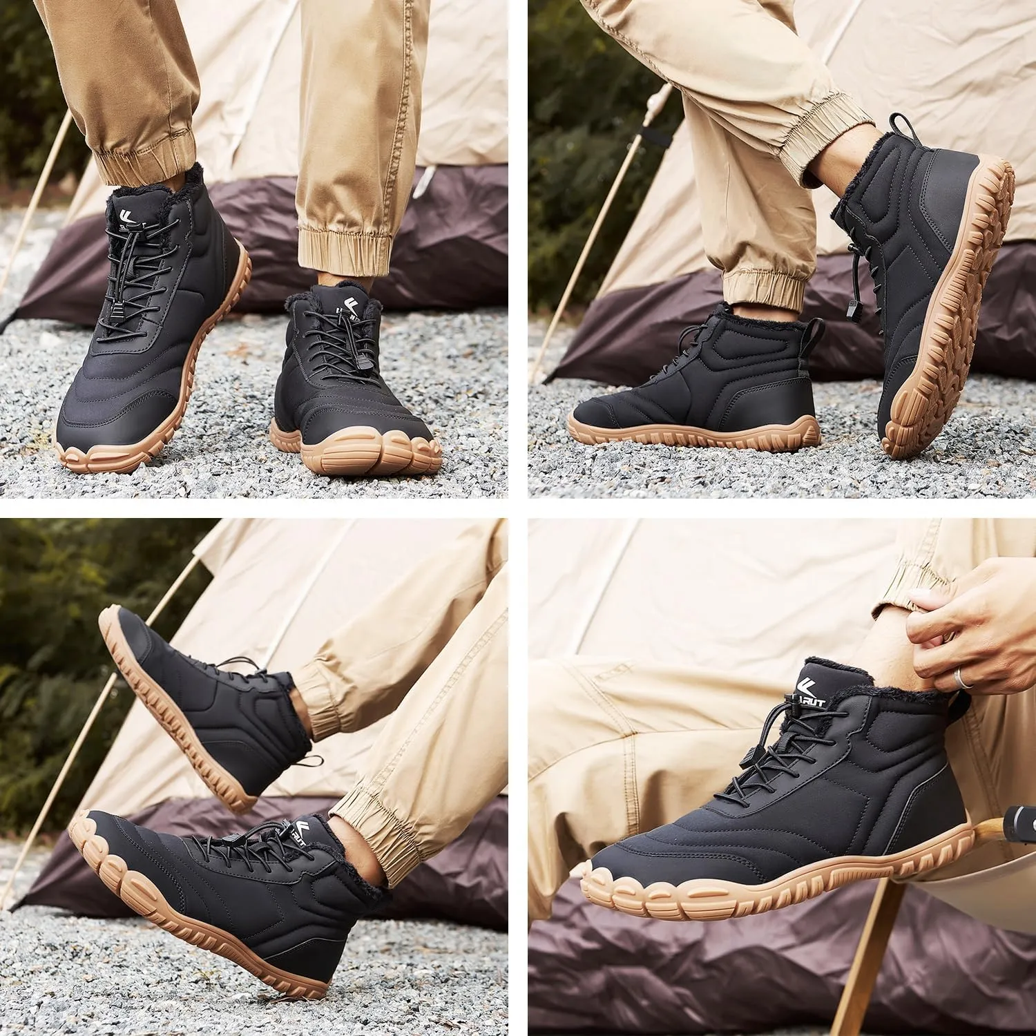 FLARUT Mens Womens Snow Boots Winter Shoes Warm Fur Waterproof Anti-Slip Outdoor Casual Ankle Sneakers
