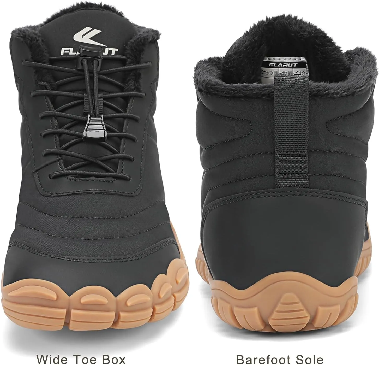 FLARUT Mens Womens Snow Boots Winter Shoes Warm Fur Waterproof Anti-Slip Outdoor Casual Ankle Sneakers