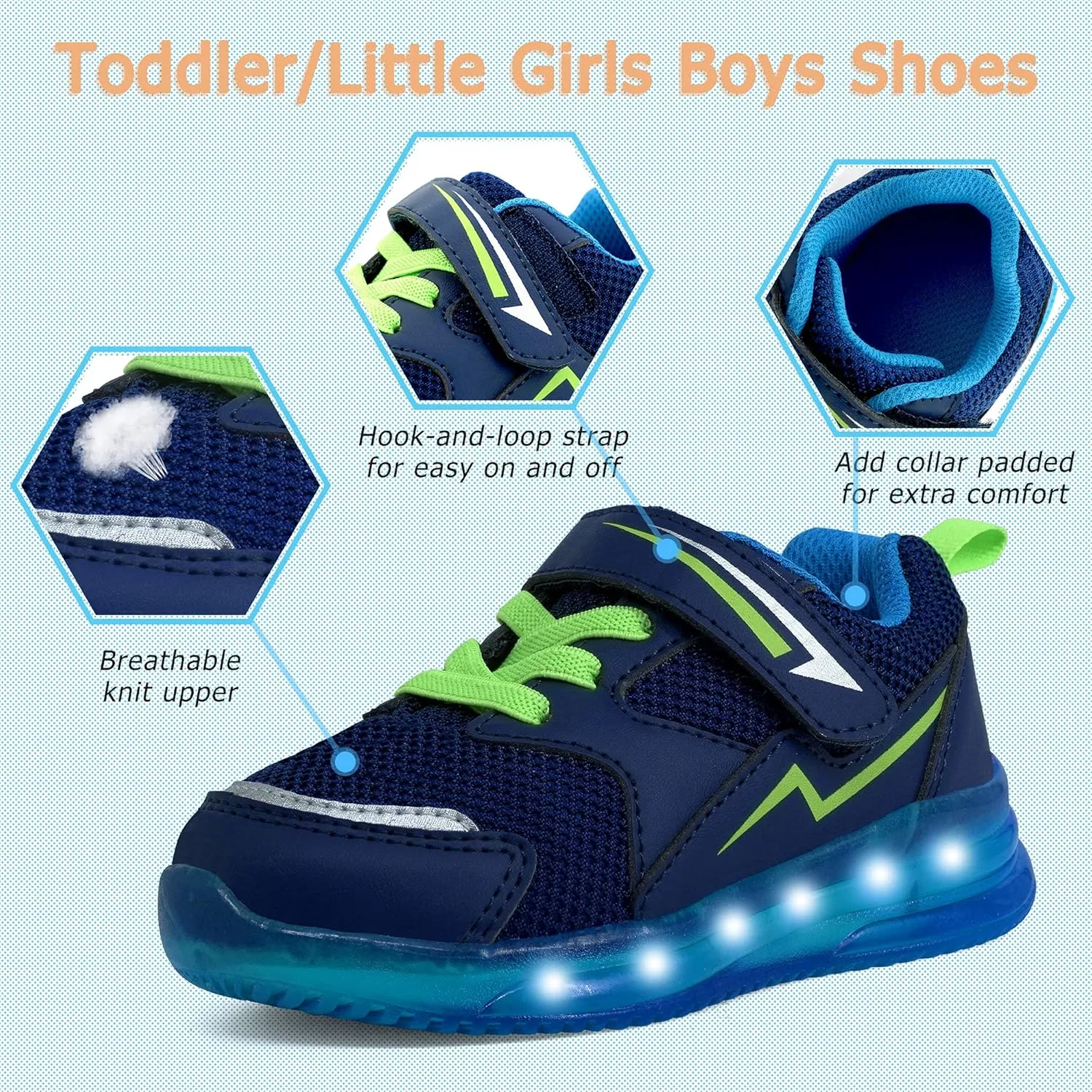 Floranate Light Up Toddler Boys Girls Shoes LED Flashing Lightweight Tennis Walking Sneakers for Toddler and Little Kid