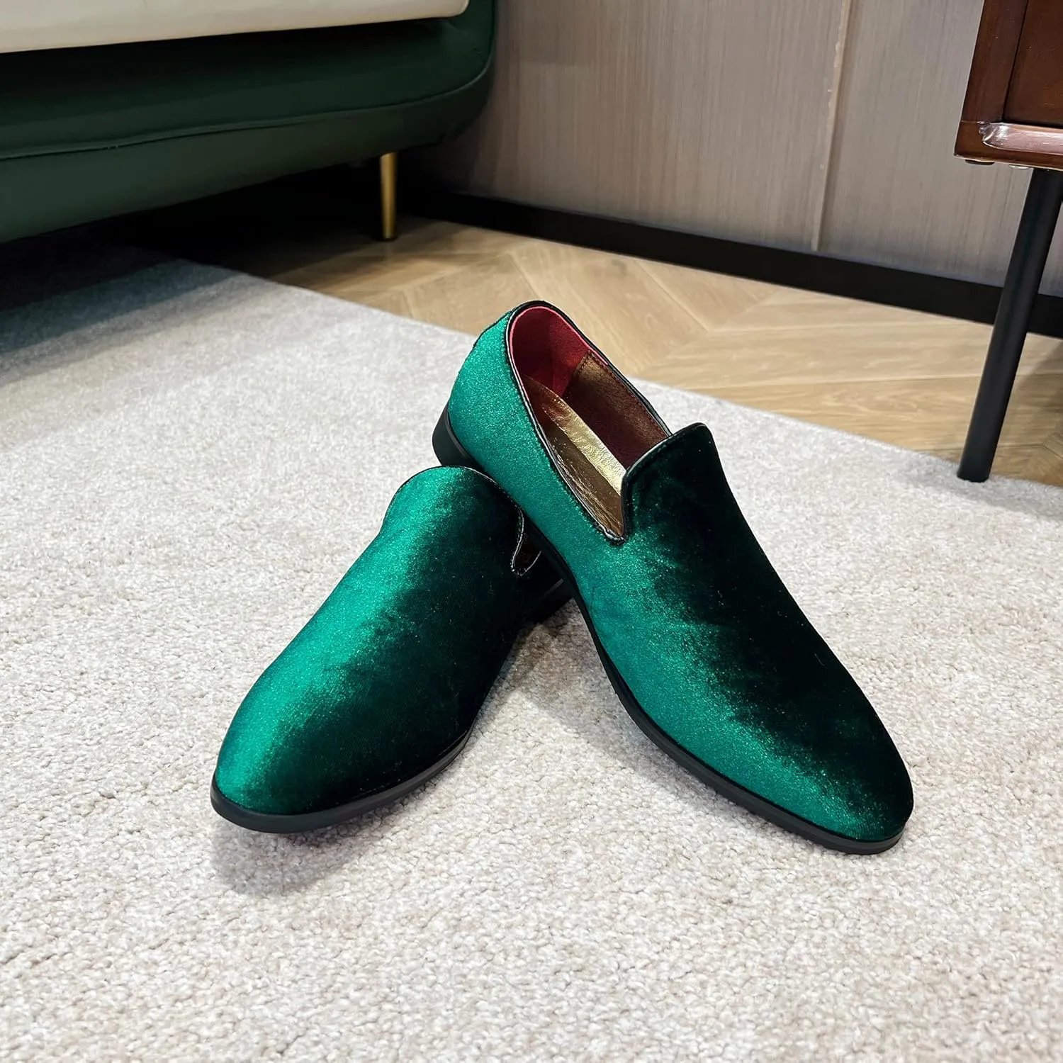 FLQL Men's Luxury Penny Loafer Slip-On Velvet Shoes Party Dancing Shoes Suede Wedding Shoes Plus Size 7-13