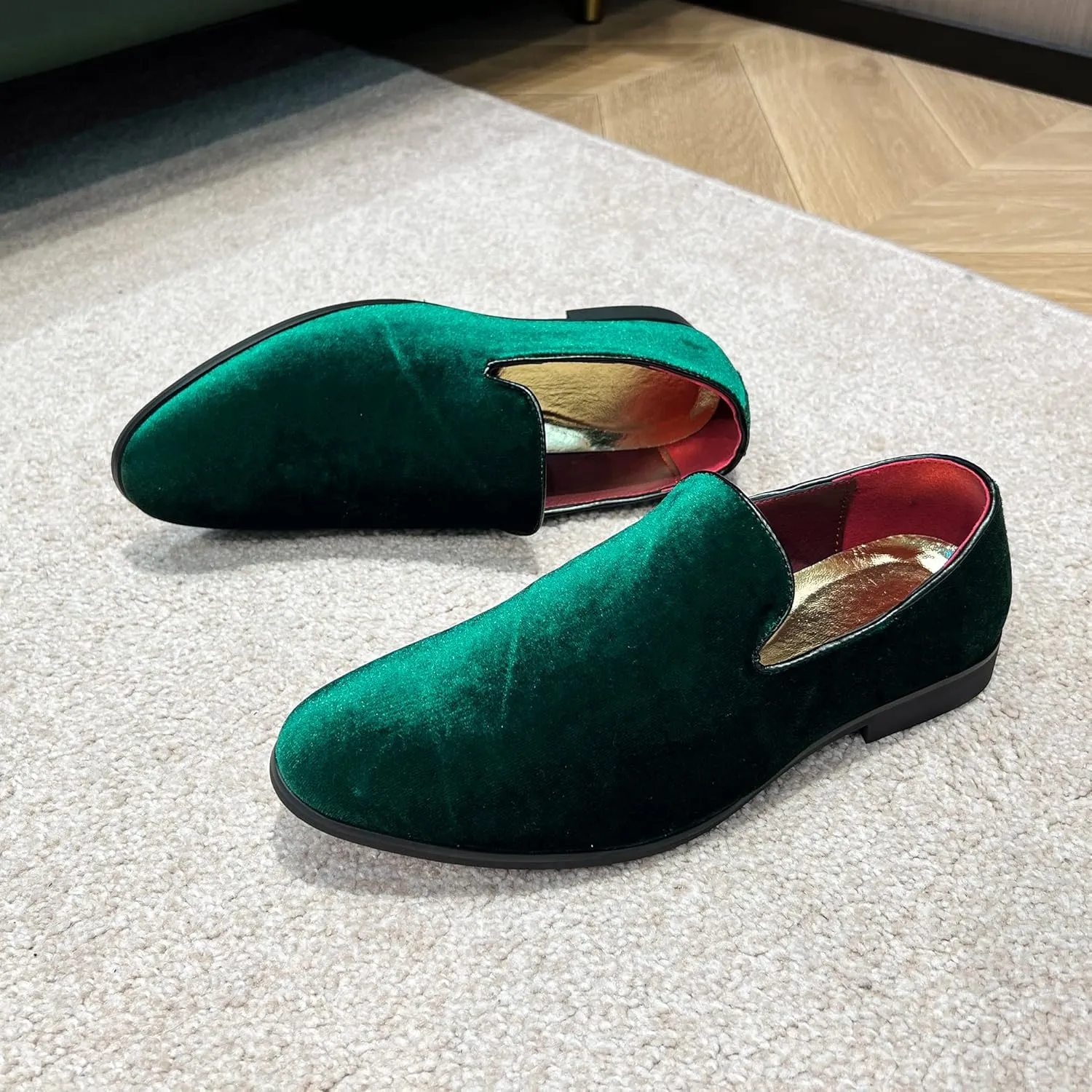 FLQL Men's Luxury Penny Loafer Slip-On Velvet Shoes Party Dancing Shoes Suede Wedding Shoes Plus Size 7-13