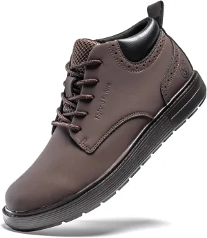FLYLAND Men's Fashion Sneakers Chukaa Boots Leather Shoes Lace Up Lightweight Dress Boots Walking Driving Shoes