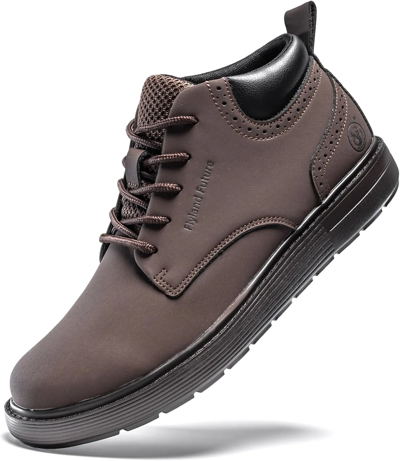 FLYLAND Men's Fashion Sneakers Chukaa Boots Leather Shoes Lace Up Lightweight Dress Boots Walking Driving Shoes