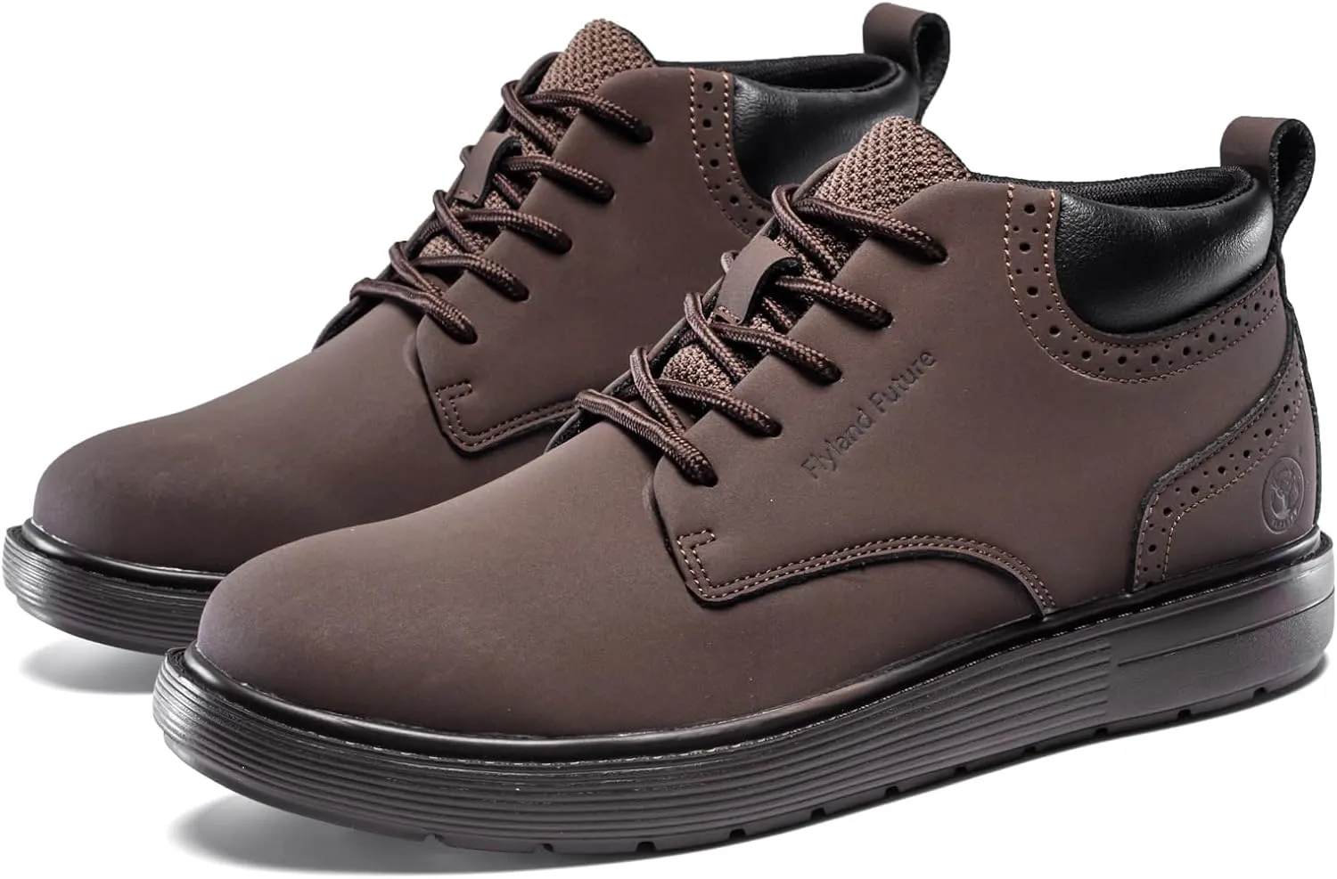 FLYLAND Men's Fashion Sneakers Chukaa Boots Leather Shoes Lace Up Lightweight Dress Boots Walking Driving Shoes