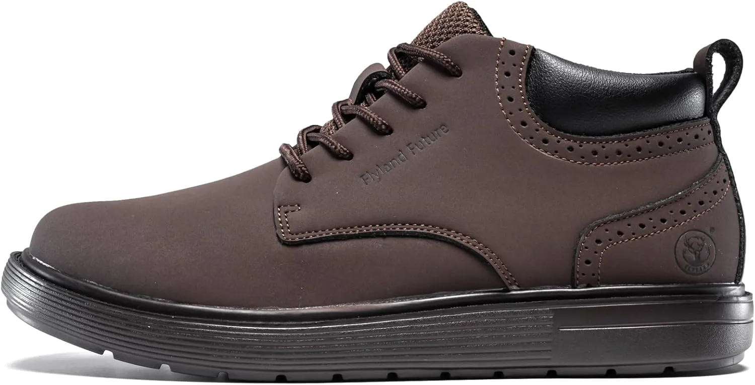 FLYLAND Men's Fashion Sneakers Chukaa Boots Leather Shoes Lace Up Lightweight Dress Boots Walking Driving Shoes