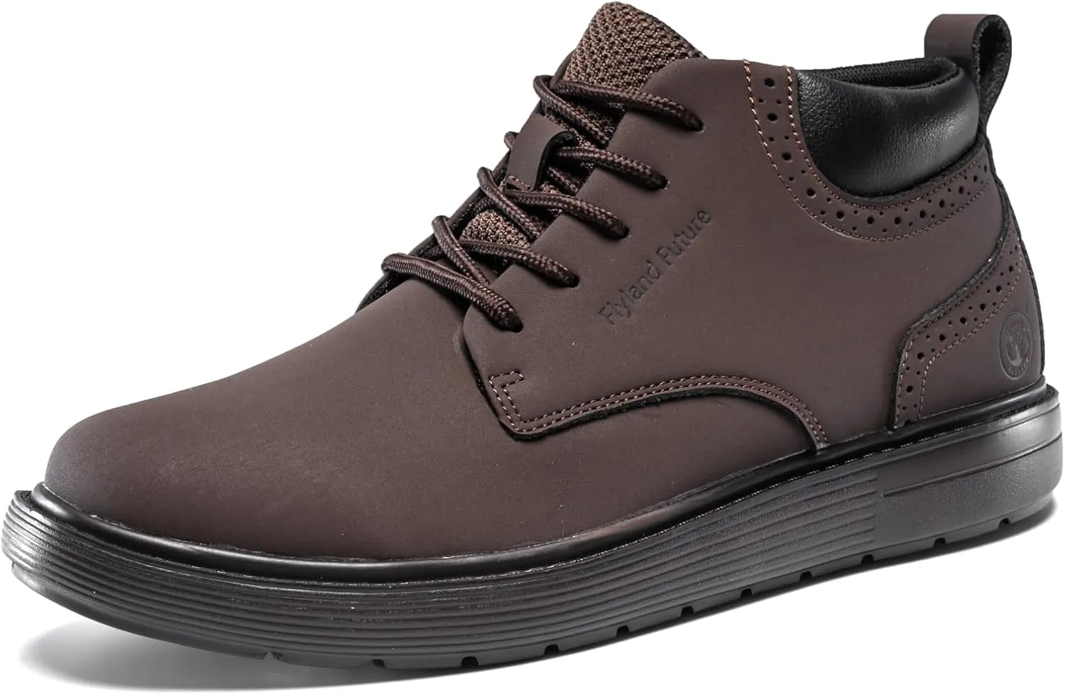 FLYLAND Men's Fashion Sneakers Chukaa Boots Leather Shoes Lace Up Lightweight Dress Boots Walking Driving Shoes