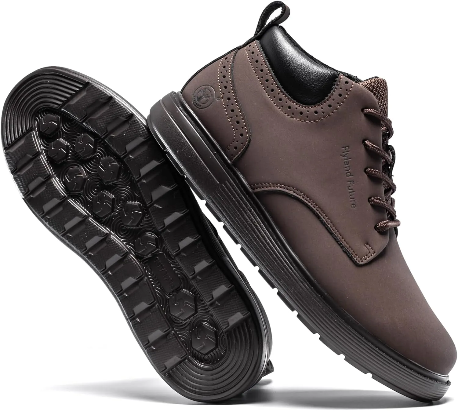 FLYLAND Men's Fashion Sneakers Chukaa Boots Leather Shoes Lace Up Lightweight Dress Boots Walking Driving Shoes