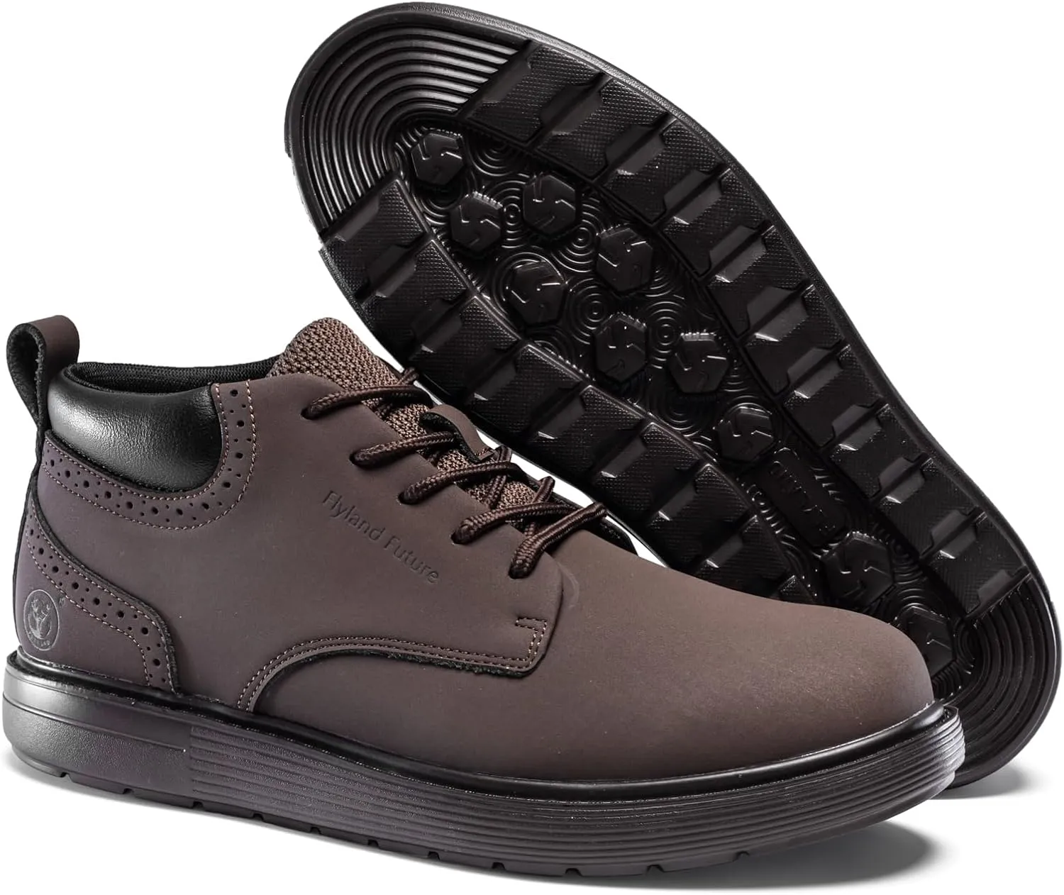 FLYLAND Men's Fashion Sneakers Chukaa Boots Leather Shoes Lace Up Lightweight Dress Boots Walking Driving Shoes