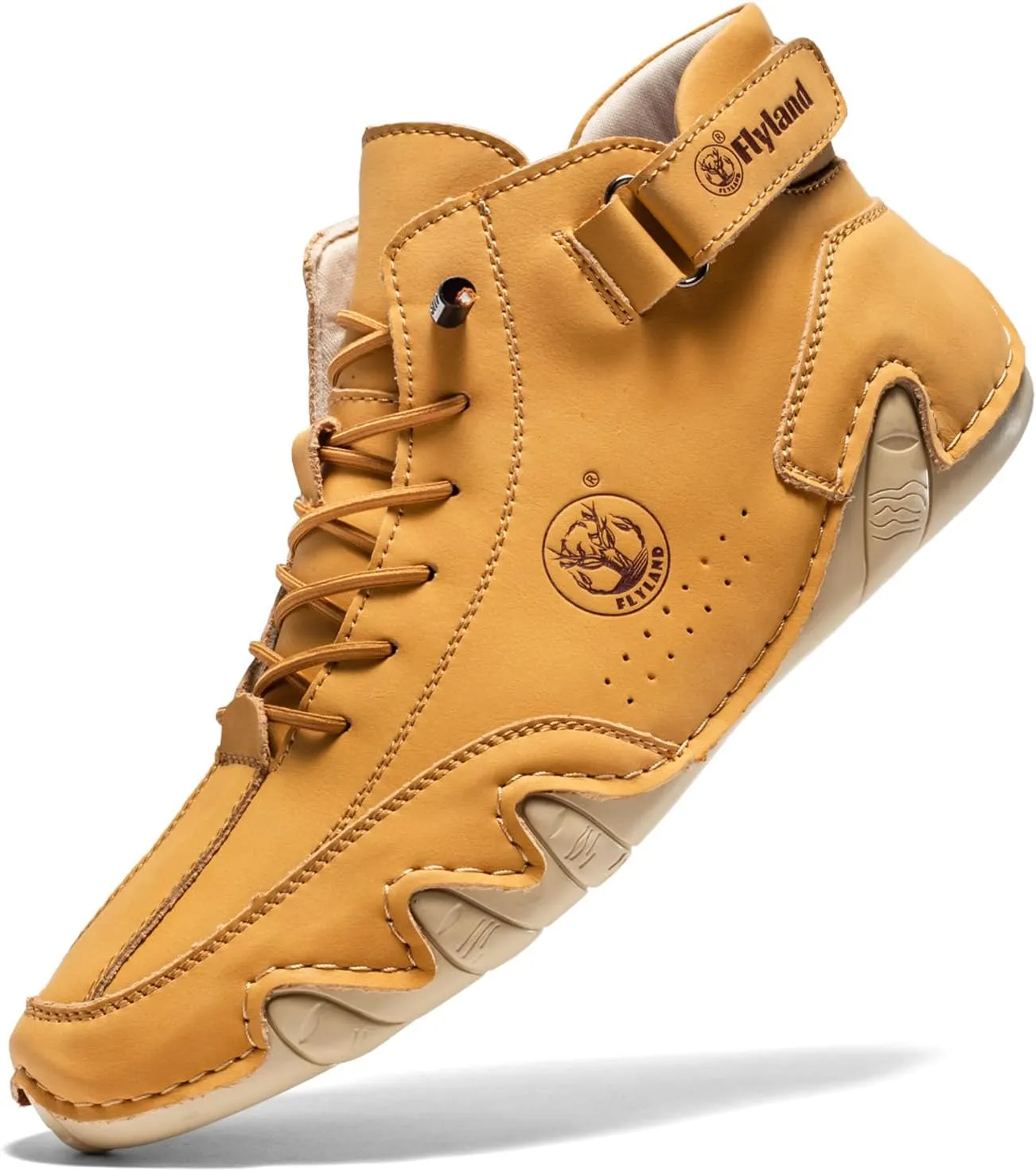 FLYLAND Womens Casual Leather Fashion Sneakers Handmade Ankle Chukka Boots Lightweight Slip-On Loafers Walking Driving Shoes