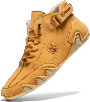 FLYLAND Womens Casual Leather Fashion Sneakers Handmade Ankle Chukka Boots Lightweight Slip-On Loafers Walking Driving Shoes