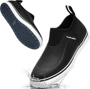 Furuian Deck Shoes Men's Short Rain Boots Waterproof Shoes Rubber Deck Boots Lightweight Fishing Rain Shoes Non-slip Fishing Boots for Gardening Outdoor Mud Walking