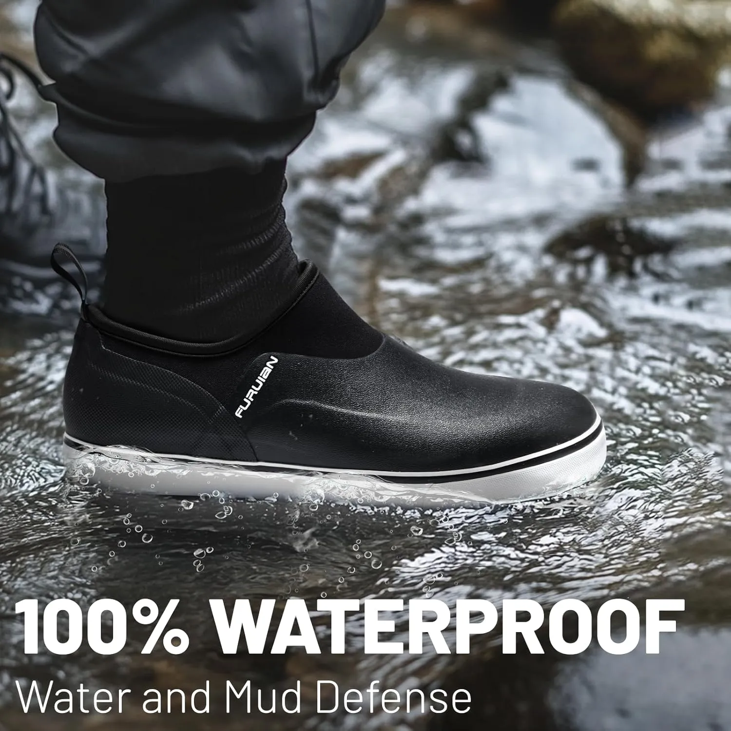 Furuian Deck Shoes Men's Short Rain Boots Waterproof Shoes Rubber Deck Boots Lightweight Fishing Rain Shoes Non-slip Fishing Boots for Gardening Outdoor Mud Walking