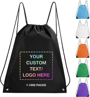 Fyore Custom Drawstring Backpacks, Bulk Personalized Drawstring Sports Bags with Your Logo Text for Gym Beach Climb Trips Party Events- 13.4x17Inch,12 Colors