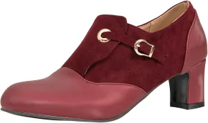 getmorebeauty Women's Pumps Shoes Low Chunky Block Heels Buckle Leather Boots Slip-on Loafers Business Pumps