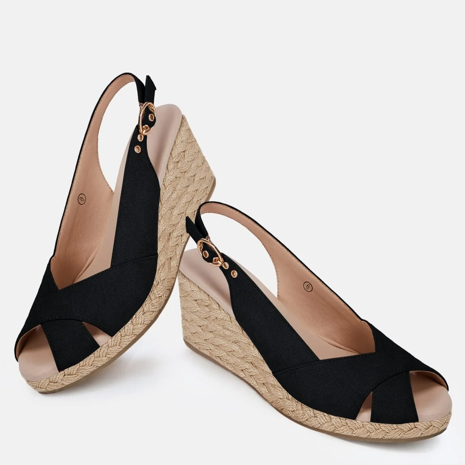 gihubafuil Women's Platform Wedges Sandals Open Toe Buckle Slingback Espadrilles Cross Band Slip-on High Heels