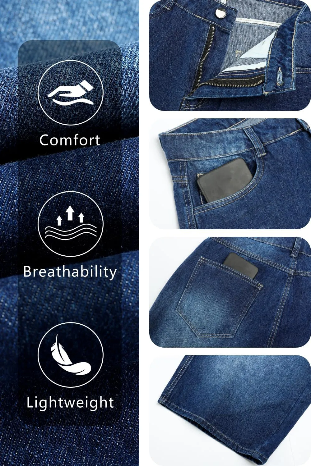 GINGTTO Mens Baggy Jean Shorts Loose Fit Long Denim Shorts Below Knee 15 Inch Inseam