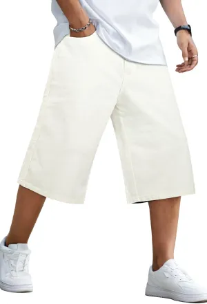 GINGTTO Mens Baggy Jean Shorts Loose Fit Long Denim Shorts Below Knee 15 Inch Inseam