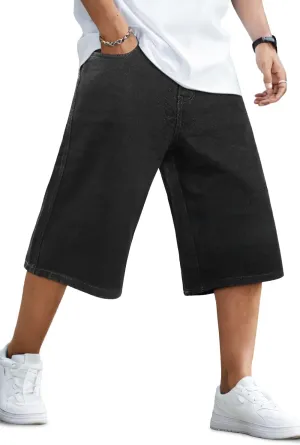 GINGTTO Mens Baggy Jean Shorts Loose Fit Long Denim Shorts Below Knee 15 Inch Inseam