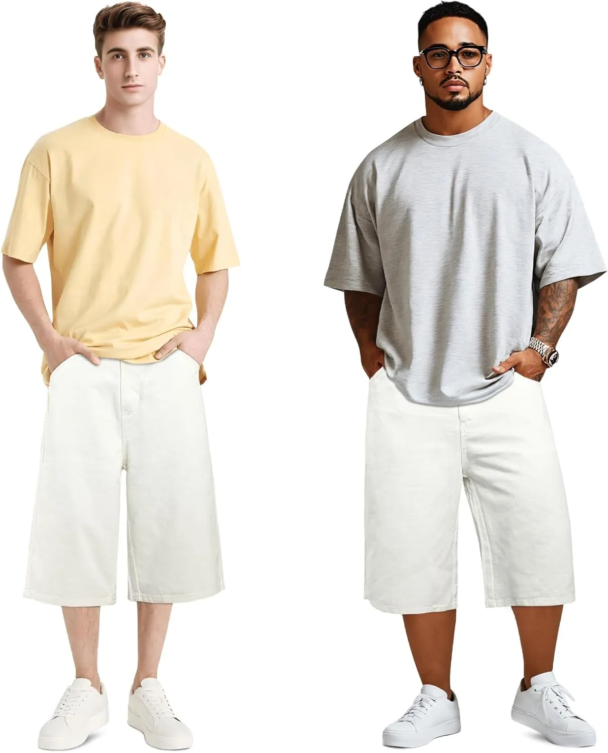 GINGTTO Mens Baggy Jean Shorts Loose Fit Long Denim Shorts Below Knee 15 Inch Inseam