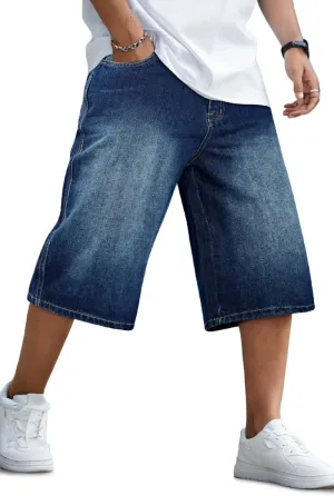 GINGTTO Mens Baggy Jean Shorts Loose Fit Long Denim Shorts Below Knee 15 Inch Inseam