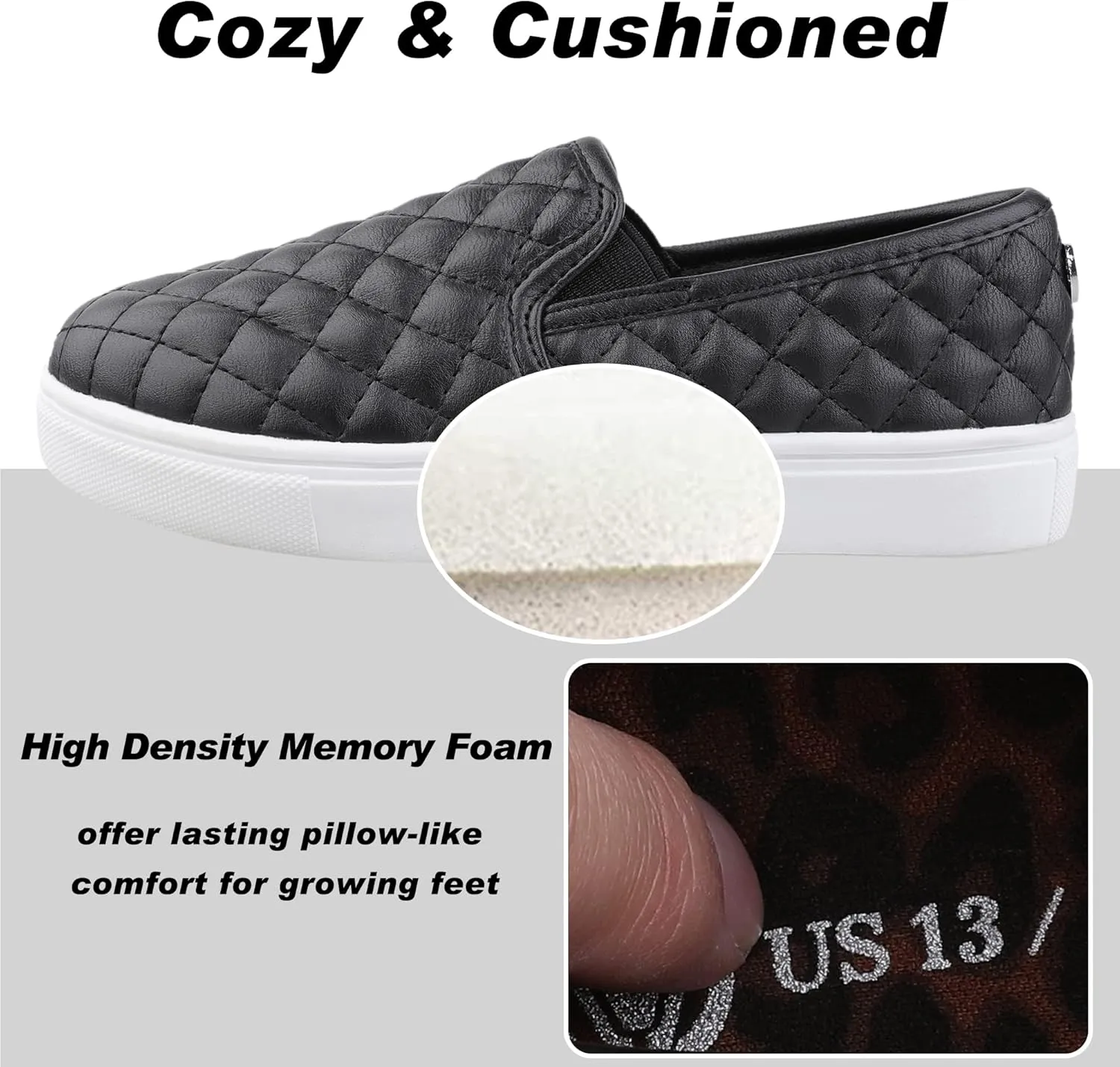 Girls Sneakers Slip On Casual Sneakers for Girls Nonslip Comfort Lightweight Flats Shoes for Big Girls Little Girls