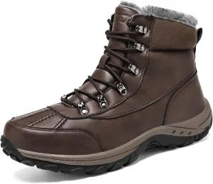 GoodValue Men's Snow Boots Waterproof Insulated Warm Fur Lined Winter Duck Boot Non-slip Outdoor Ankle Mid-top Cold Weather Shoes Work Hiking Trekking