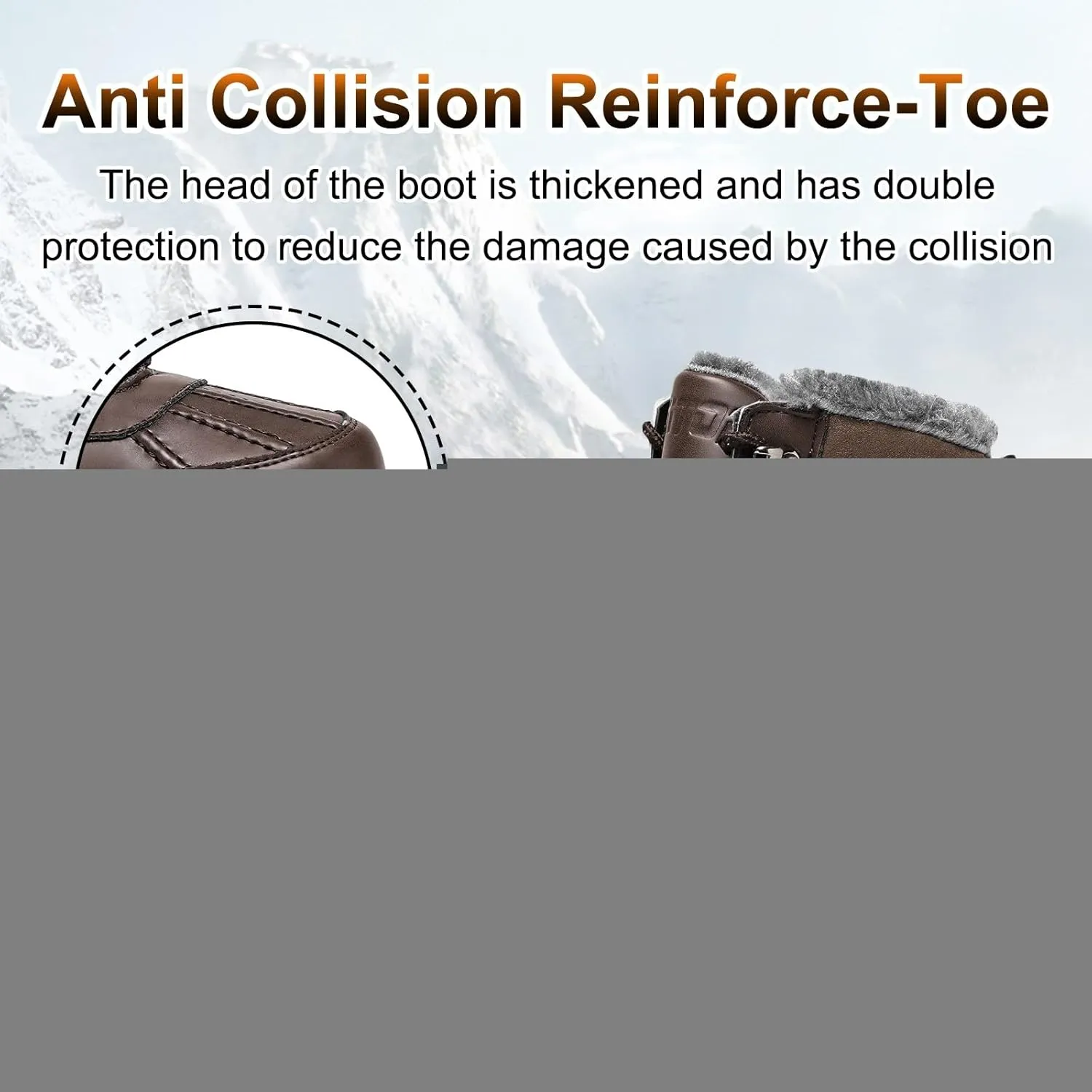 GoodValue Men's Snow Boots Waterproof Insulated Warm Fur Lined Winter Duck Boot Non-slip Outdoor Ankle Mid-top Cold Weather Shoes Work Hiking Trekking