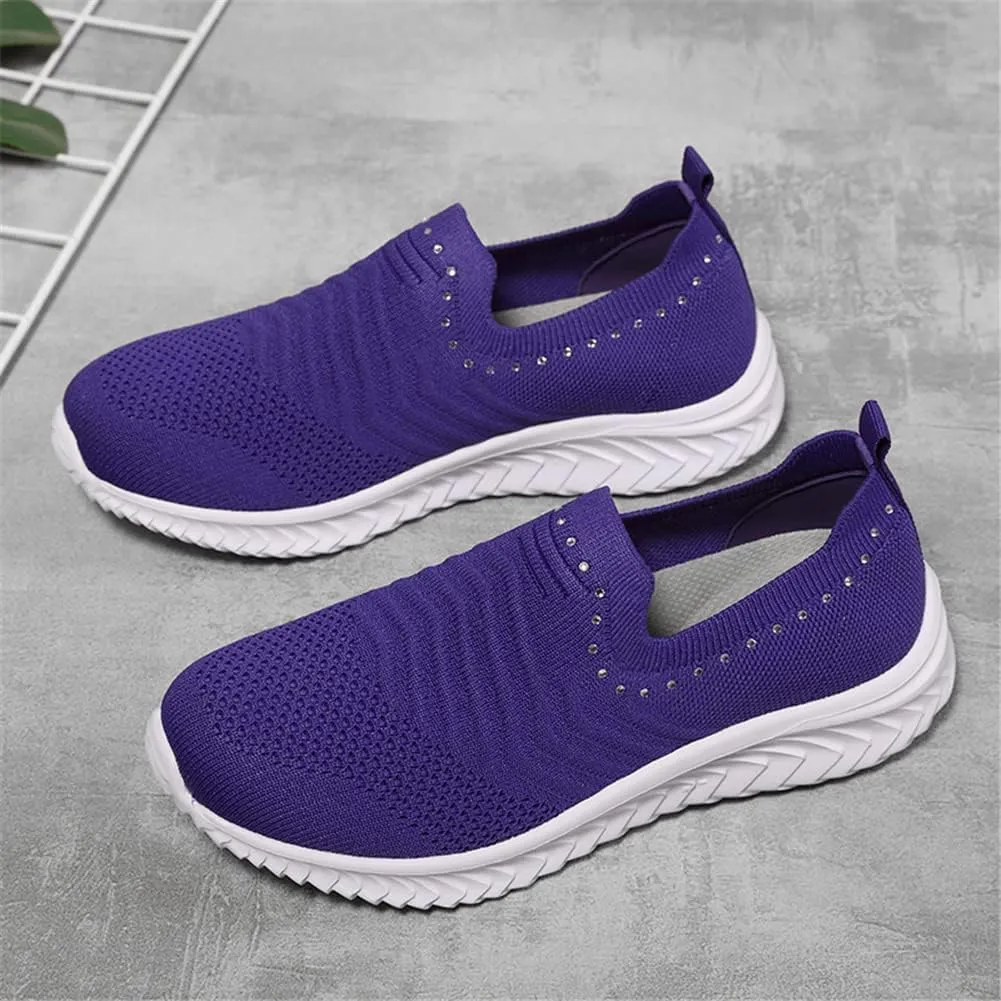 GOSPT Women's Slip on Sock Sneakers Glitter Rhinestone Jazz Latin Dance Mesh Shoes