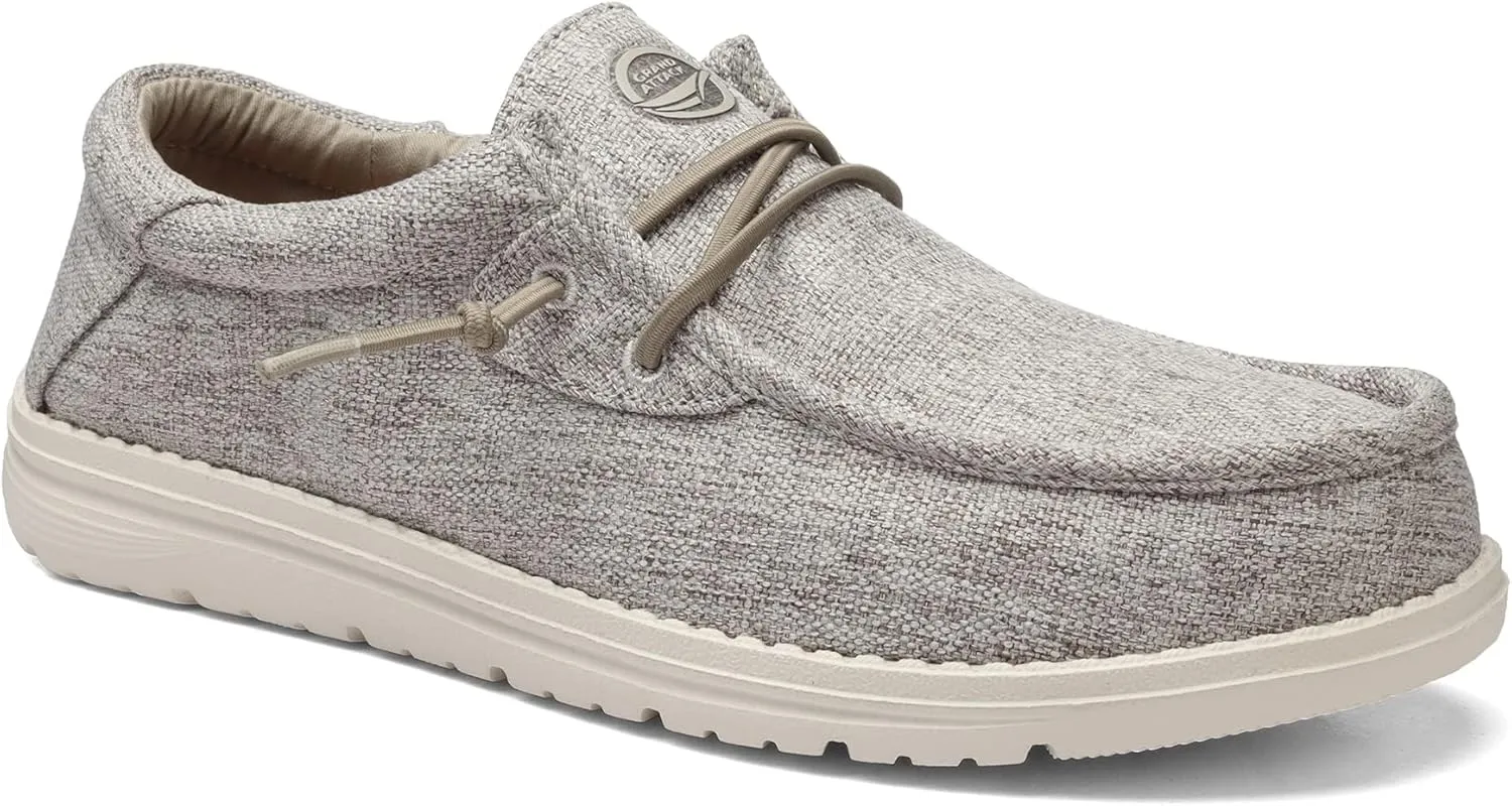 Grand Attack Men's Walking Boat Shoes-Slip On&Lace Up Casual Loafers, Comfortable & Lightweight Work Shoes | for Home, Leisure Travel, Driving Shoes
