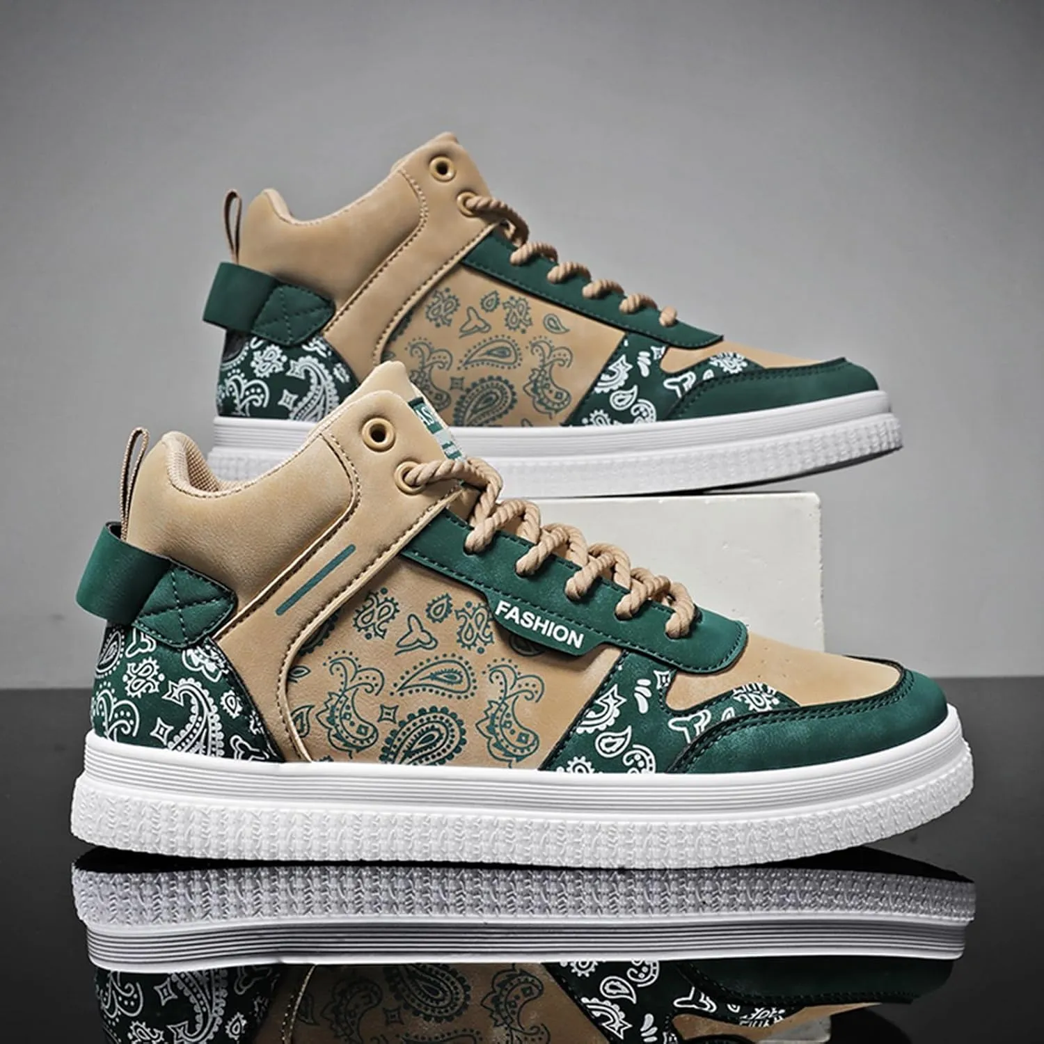 GSIGUL Mens High Top Sneakers Skate Casual Walking Shoes Street Graffiti Fashion Sneakers Athletic Shoes