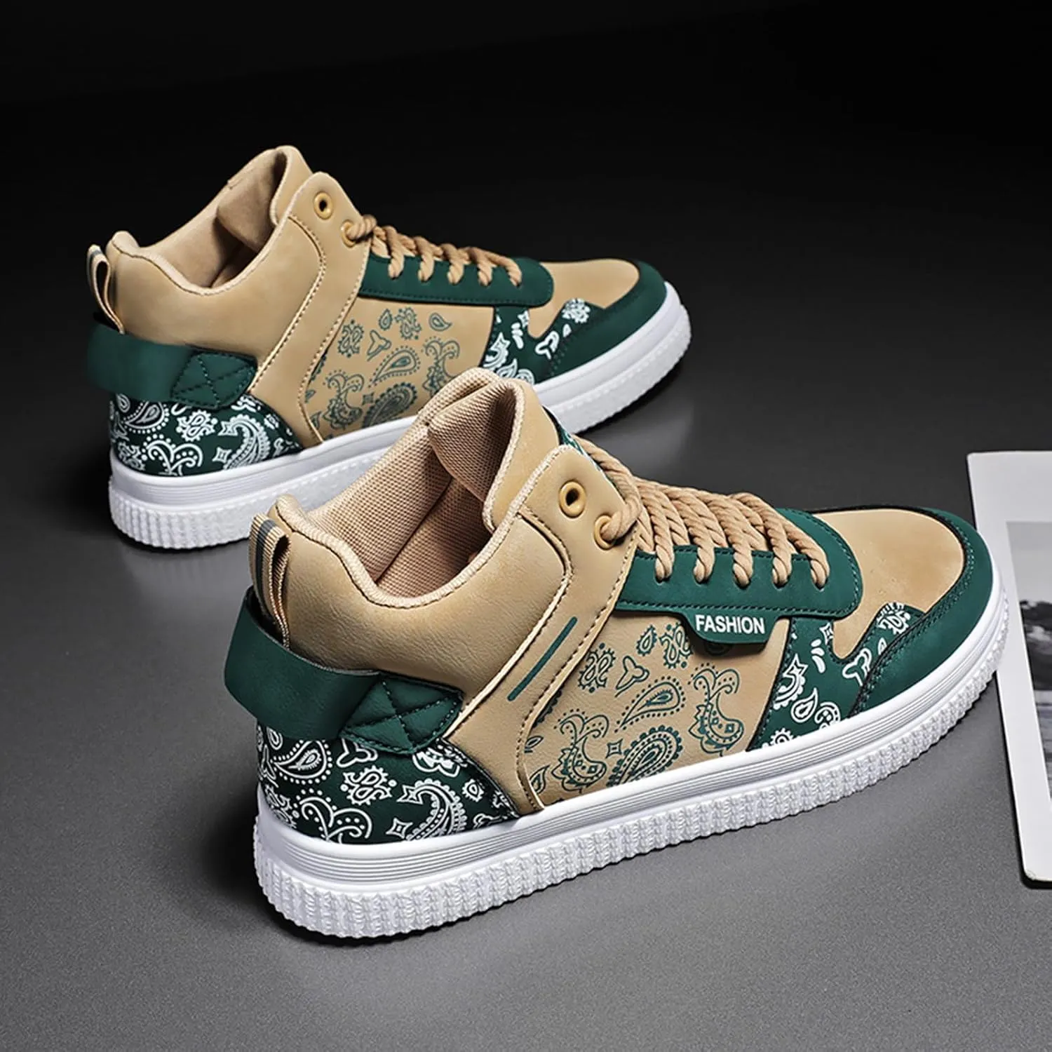 GSIGUL Mens High Top Sneakers Skate Casual Walking Shoes Street Graffiti Fashion Sneakers Athletic Shoes