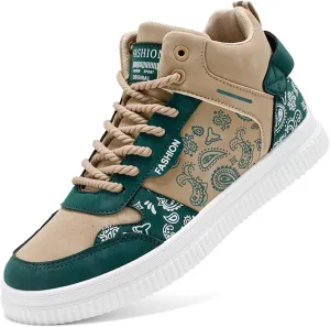 GSIGUL Mens High Top Sneakers Skate Casual Walking Shoes Street Graffiti Fashion Sneakers Athletic Shoes
