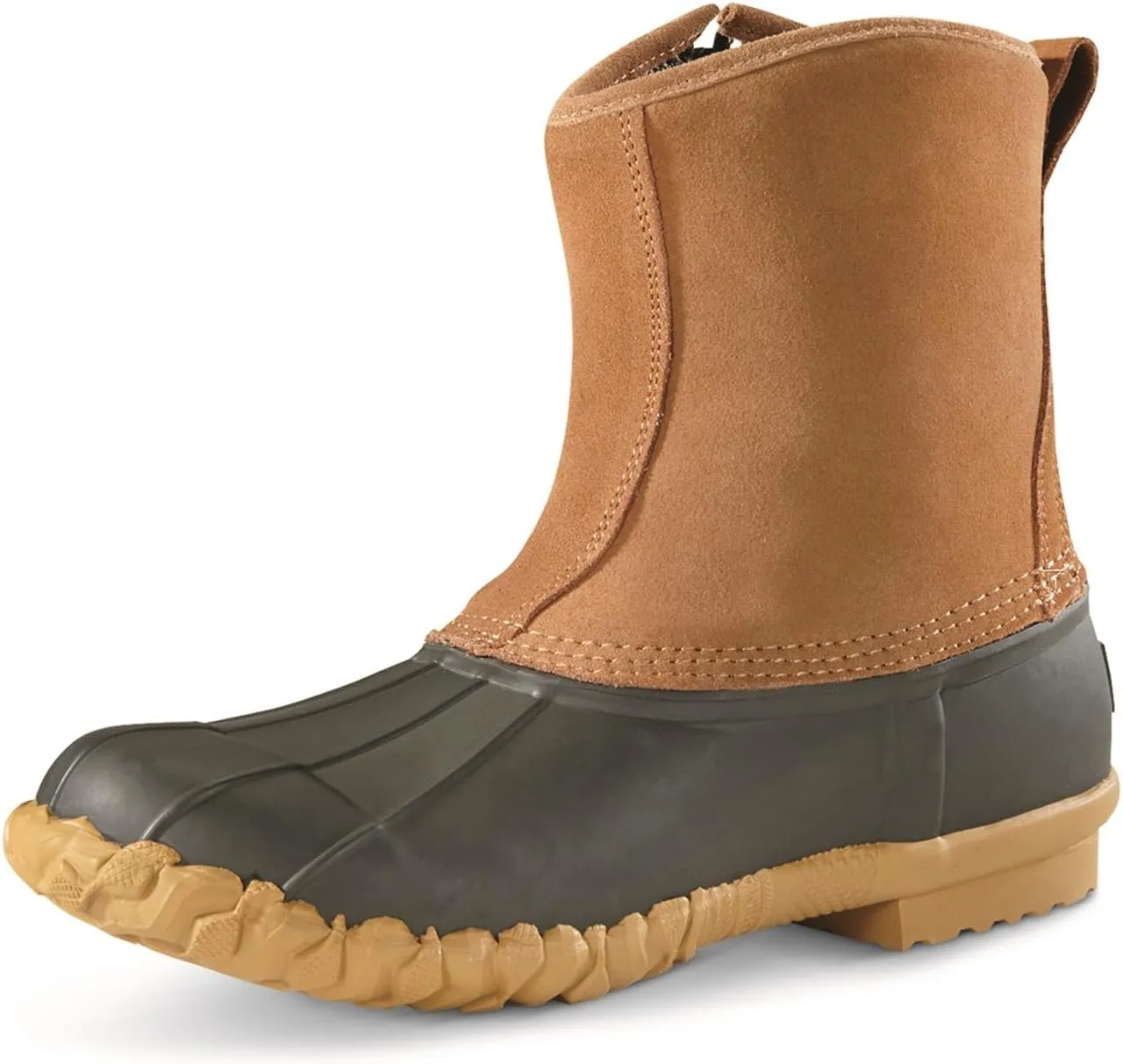 Guide Gear Men’s Side Zip Insulated Leather Duck Boots, Winter Boots for Men, Waterproof Rain Shoes, 400 Gram