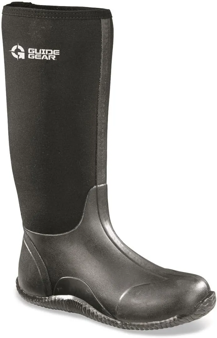 Guide Gear Women's High Bogger Waterproof Rubber Hunting Work Rain Boots 14”, 5mm Neoprene Top