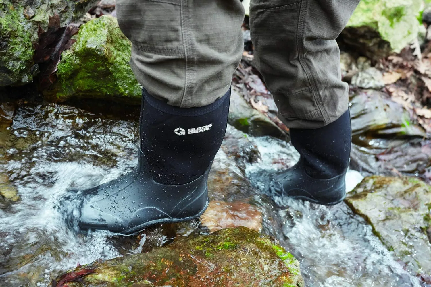 Guide Gear Women's High Bogger Waterproof Rubber Hunting Work Rain Boots 14”, 5mm Neoprene Top
